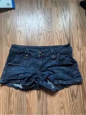 low rise denim mini shorts